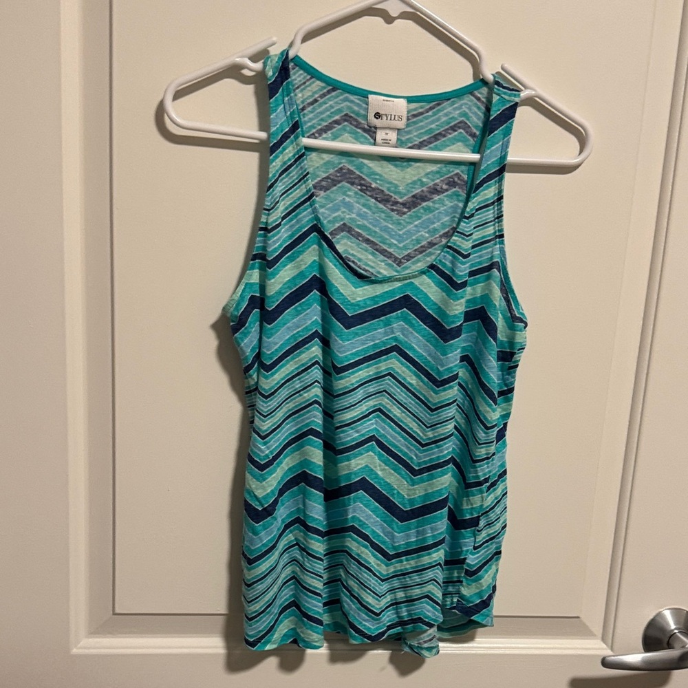 Vibe Aqua and Navy Chevron Tank Top
